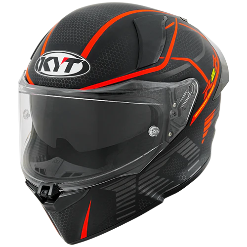 black and red full face motorcycle helmet KYT R2R Graphic Concept Matte Black/Red Helmet – GP Motorcycles