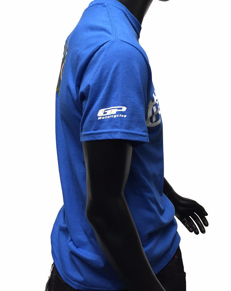 GP and Husqvarna Logo Men's T-Shirt Blue