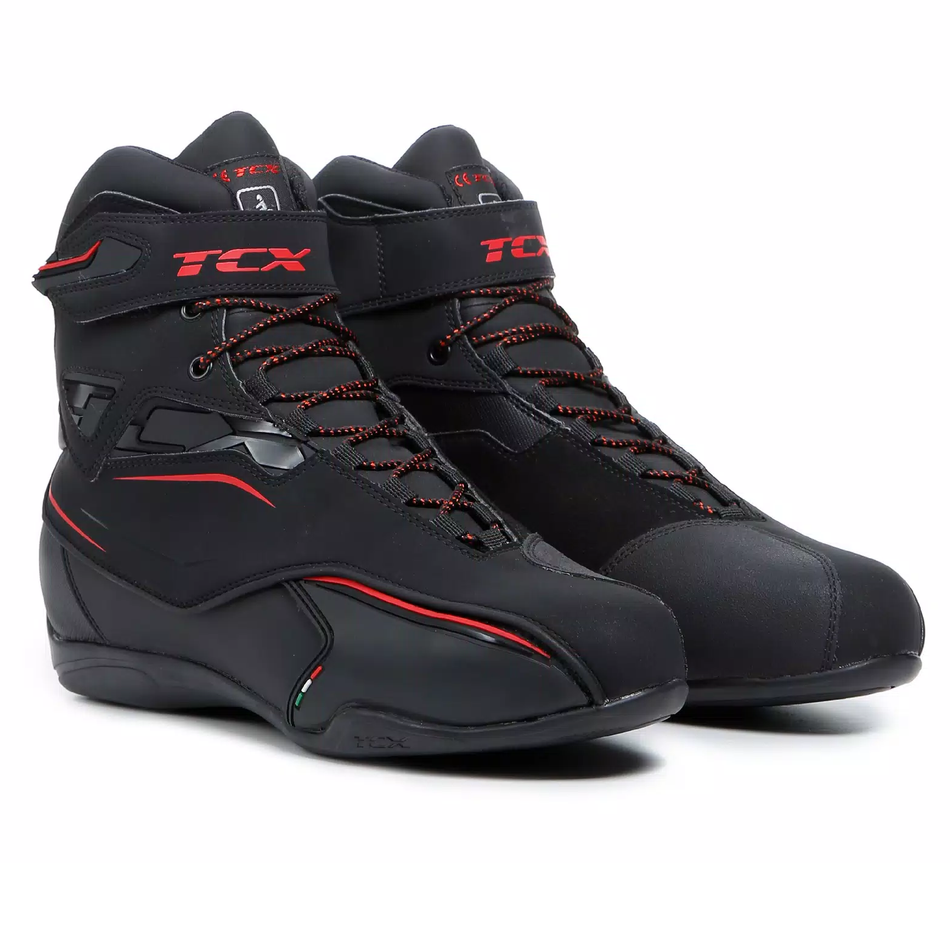 TCX Zeta WP Men's Waterproof Motorcycle Shoes - Black/Red