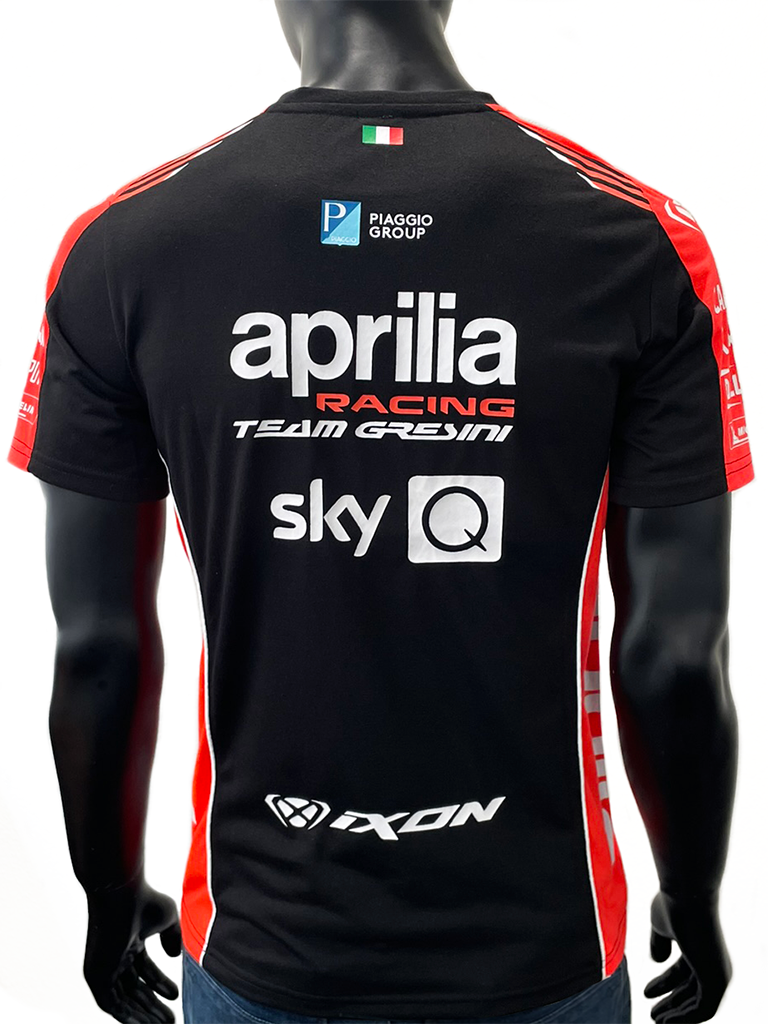 Back view of mannequin wearing Aprilia Racing GP 21 Teamwear Replica T-Shirt