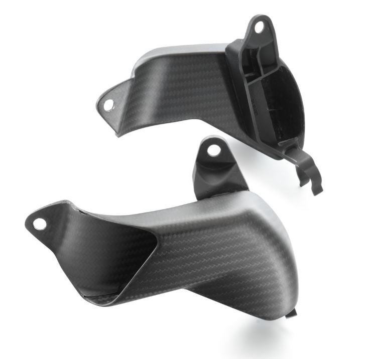 detailed photo of uninstalled Carbon Fiber Brake Cooling Duct Kit for 2020-2024 KTM 1290 Super Duke