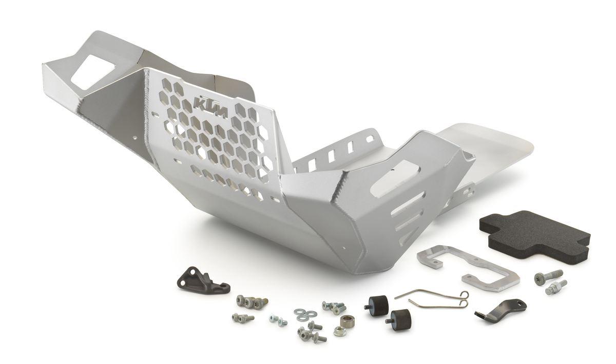 KTM Skid Plate Kit showing all components necessary for installation