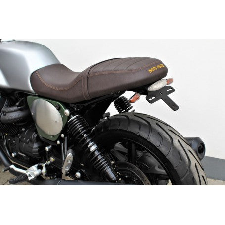 Photo of rear of Agostini Fender Eliminator Kit with Tail Light installed on bike for Moto Guzzi V7 850