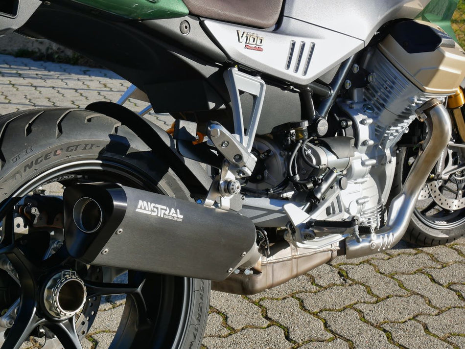 Mistral Moto Guzzi V100 Tria Black Anodized Slip-On