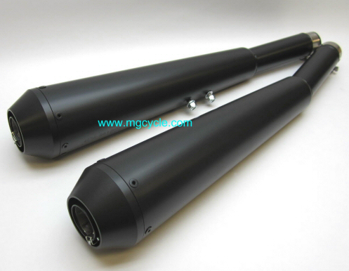 Mistral Black Reverse Cone Slip-Ons for Moto Guzzi V7 III Racer