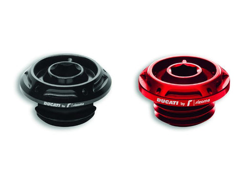 Ducati by Rizoma Fuel Filler Plug in Billet Aluminum Red or Black for Desert X