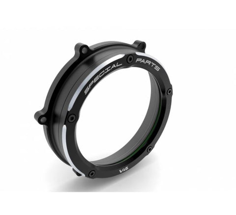 Ducabike Clear Wet Clutch Cover with a Black outer ring for Ducati Panigale V4