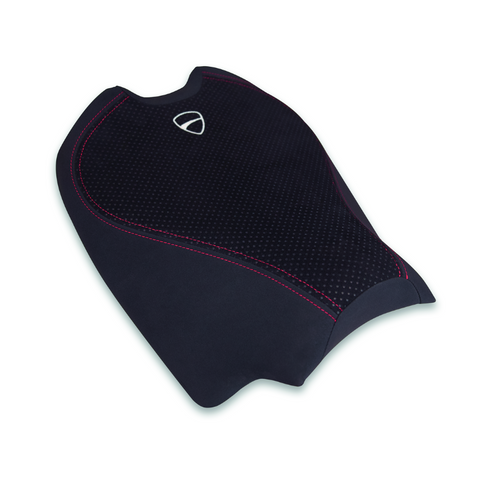 Ducati comfort seat in black with red seam and Ducati insignia for Streetfighter V4