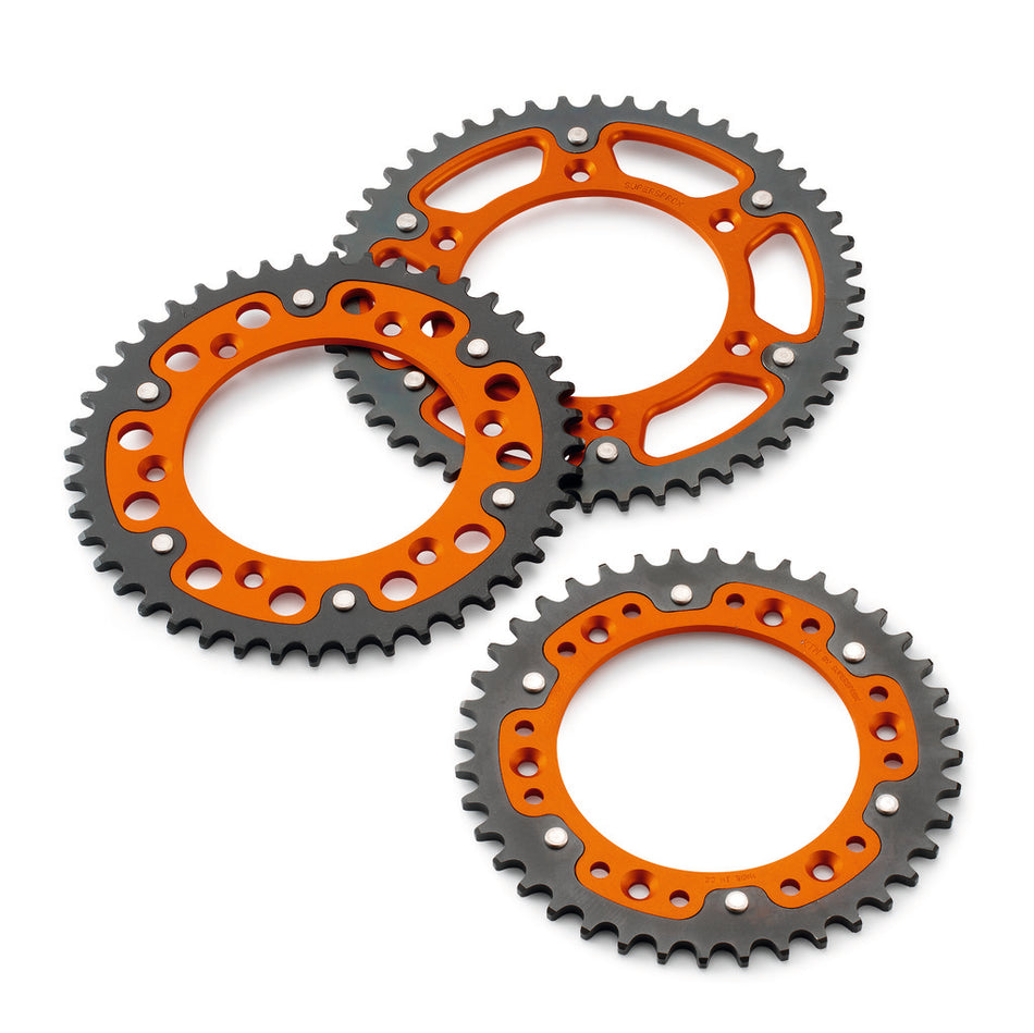 5841005104804, 5841005104904, 5841005105004, 58410051051004, 584100510520404 Rear sprocket in orange and black for KTM 250/350/450/500 EXC 2020